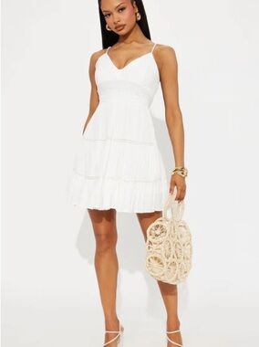 White Spaghetti Strap Tiered Sundress